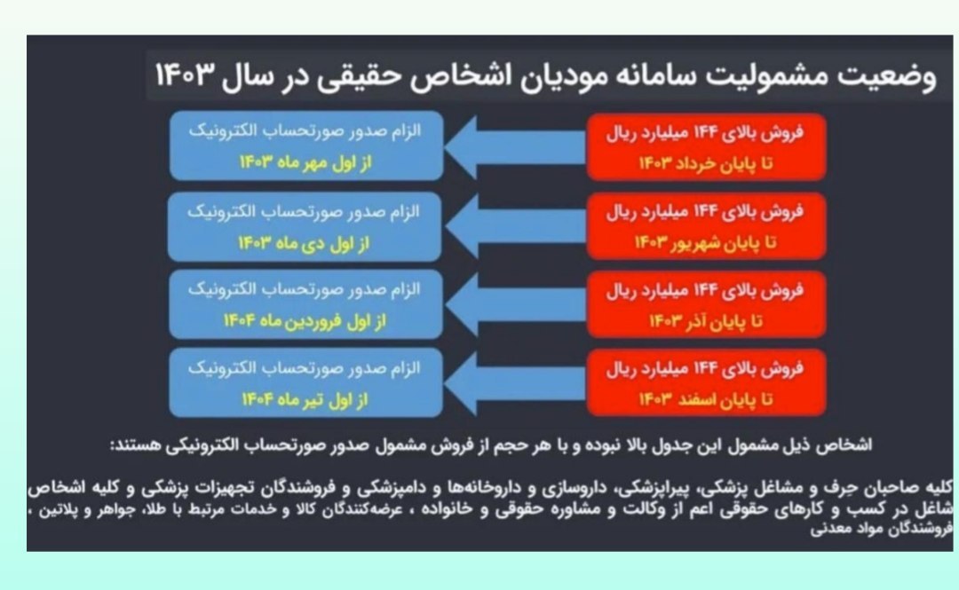 وضعیت مشمولیت سامانه مودیان اشخاص حقیقی در سال ۱۴۰۳